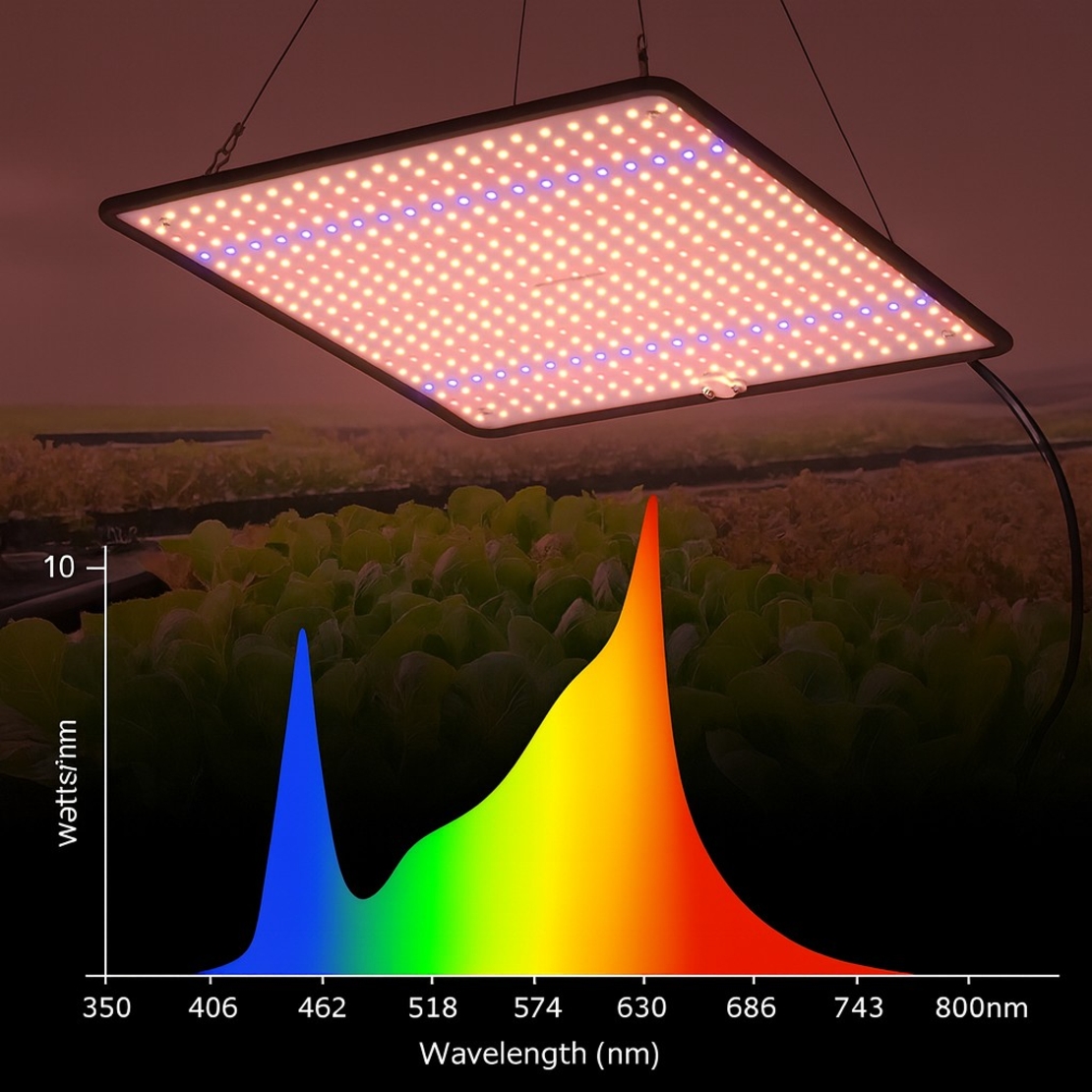 Lampa Crestere Plante, Vafy, Model Keel Edge, 500 LED, 85-265 V, 45 W, Spectru Alb Cald, Rosu si Albastru, 30 x 30 cm, Negru
