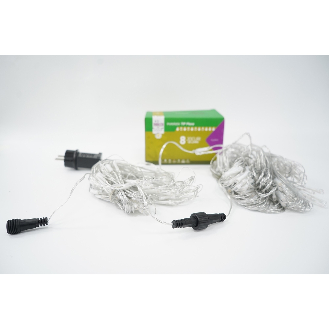 Sectiune Instalatie de Craciun Vafy, Tip Plasa, 160 LED-uri, 2 m x 2 m, 8 jocuri de lumini, Interconectabila, Fir transparent, Alb cald