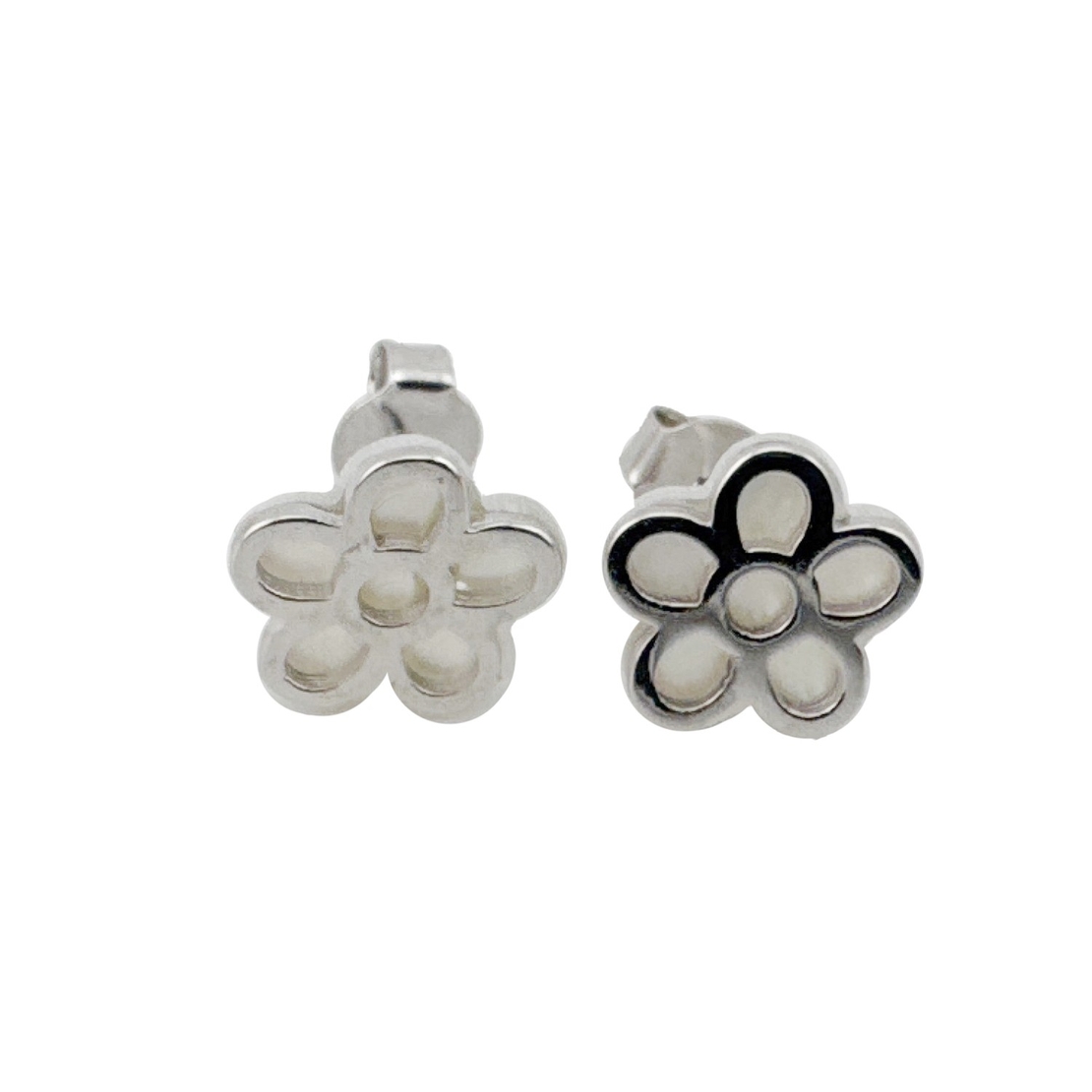Cercei din Argint 925, Jolie Silver, pentru Dama, Model Floare Cu 5 Petale, 1.74 g, Design Clasic Floral, Argintiu