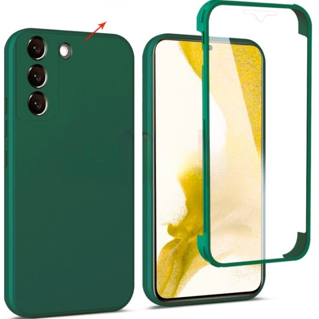 Husa de Protectie, Vafy, pentru Samsung Galaxy A51, cu Acoperire Completa 360, Folie de Protectie, Plastic, Auriu