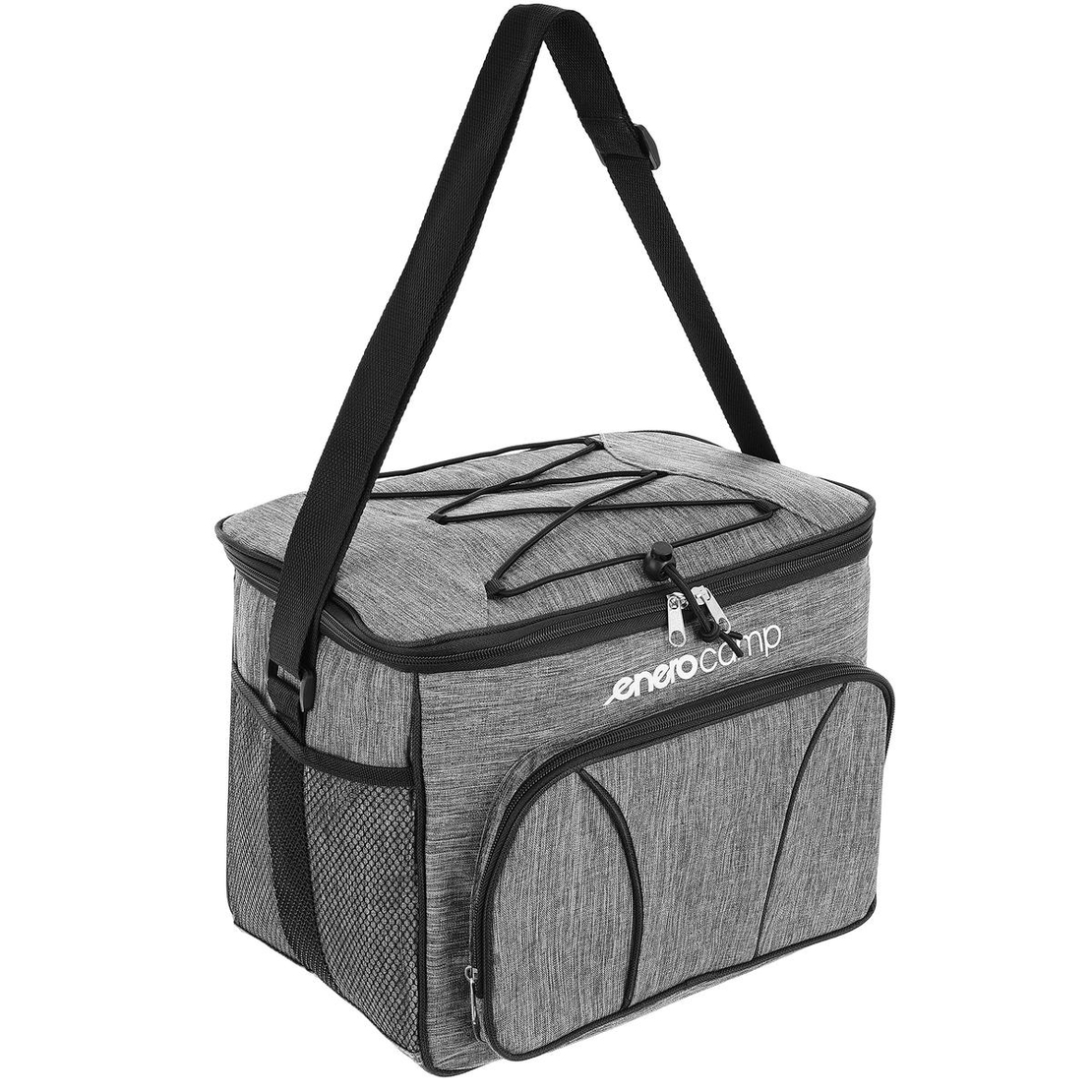 Geanta termica 18L cu buzunare laterale, strat termoizolant PEVA si curea reglabila, 33x21x26 cm, gri