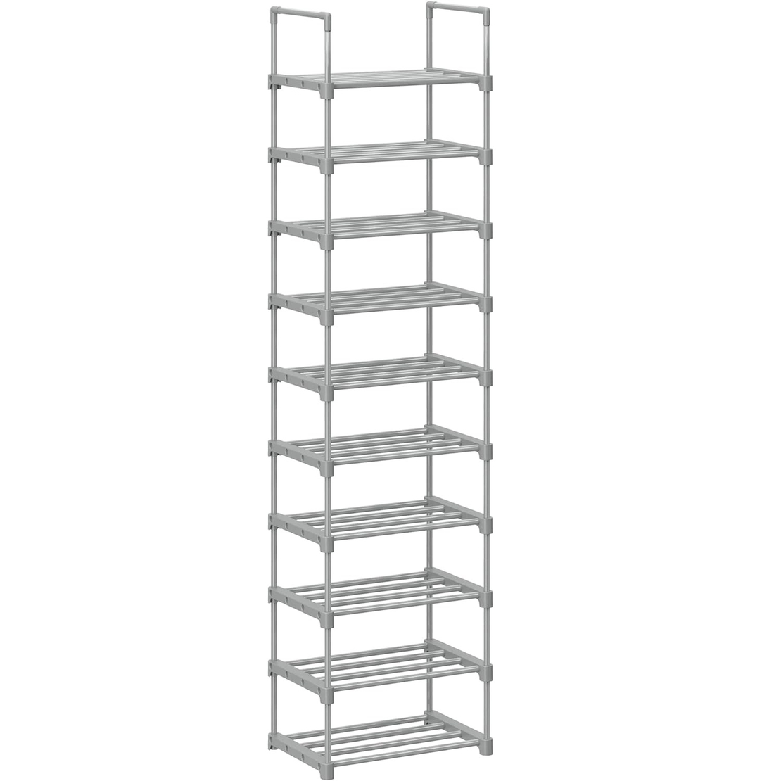 SONGMICS Suport pentru pantofi, cadru metalic cu 10 nivele, design personalizabil, 30x45x174cm, gri