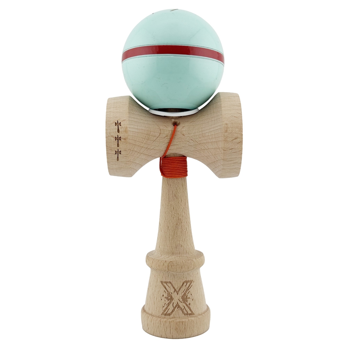 Kendama X Originala Silken, Profesionala, Flippy, Cupe Mari KING SIZE V3, Super Sticky, Gaura in Baza, Rulment Metalic, din lemn 18 cm, Ata 62/65 cm, Verde Mint
