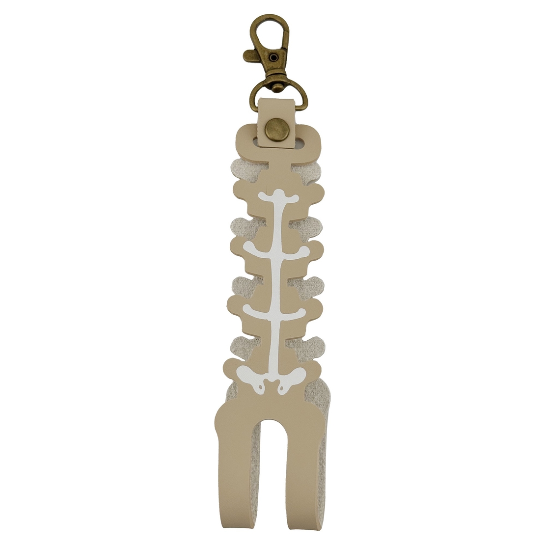 Husa pentru Kendama, Flippy, tip Pandativ/Breloc, Imprimeu Skull, din Piele Ecologica, 26 x 3.2 cm, Bej deschis
