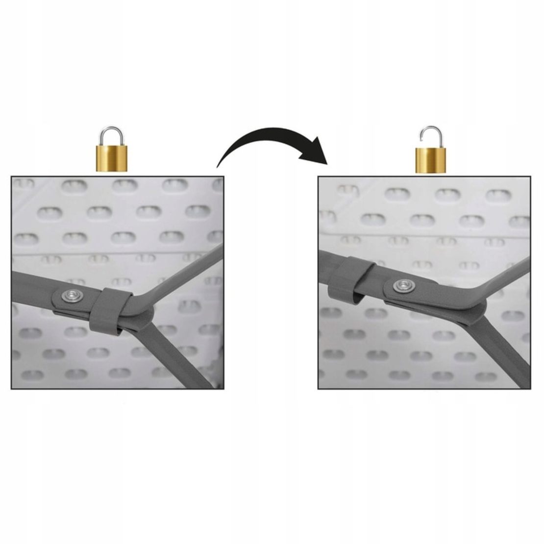 Banca pliabila, cu maner, HDPE si cadru metalic, 180x30x43 cm, alb/gri