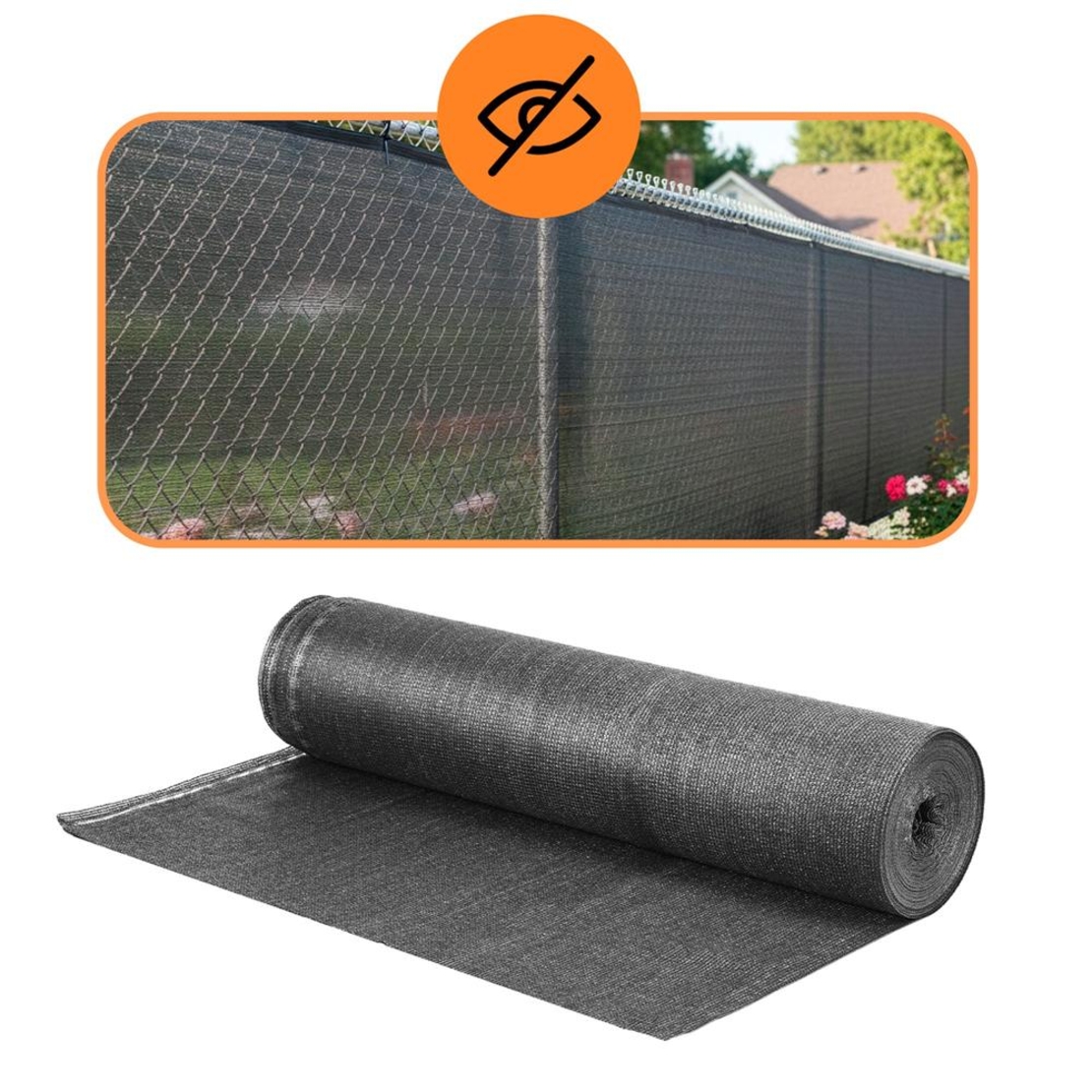 Plasa umbrire si intimitate pentru gard, 1.5m latime, 50m lungime, 65g densitate 62%, antracit deschis