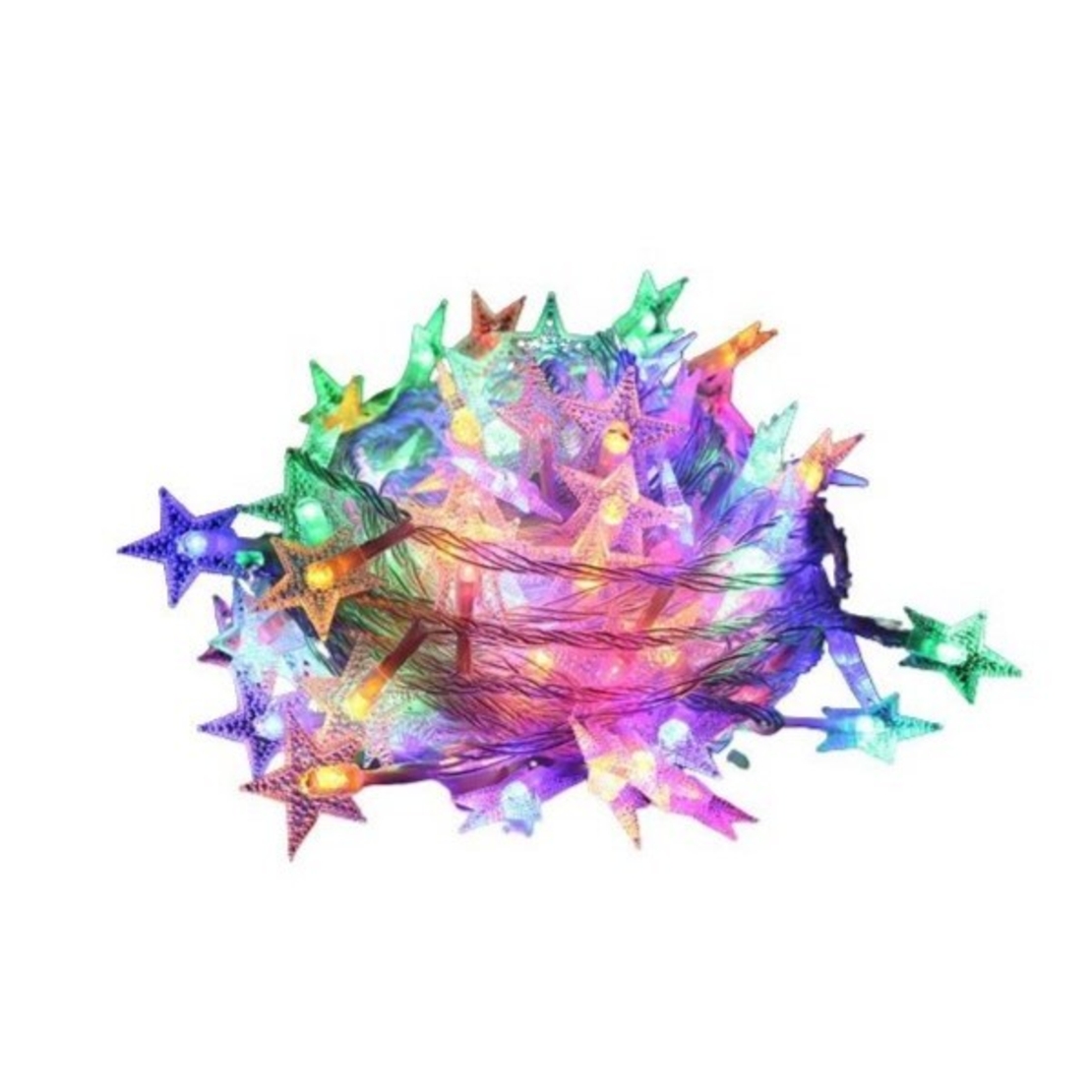 Instalatie Craciun, Alimentare prin USB, 6 metri, 40 LED-uri tip Stea, fir Transparent, Multicolor, Vafy