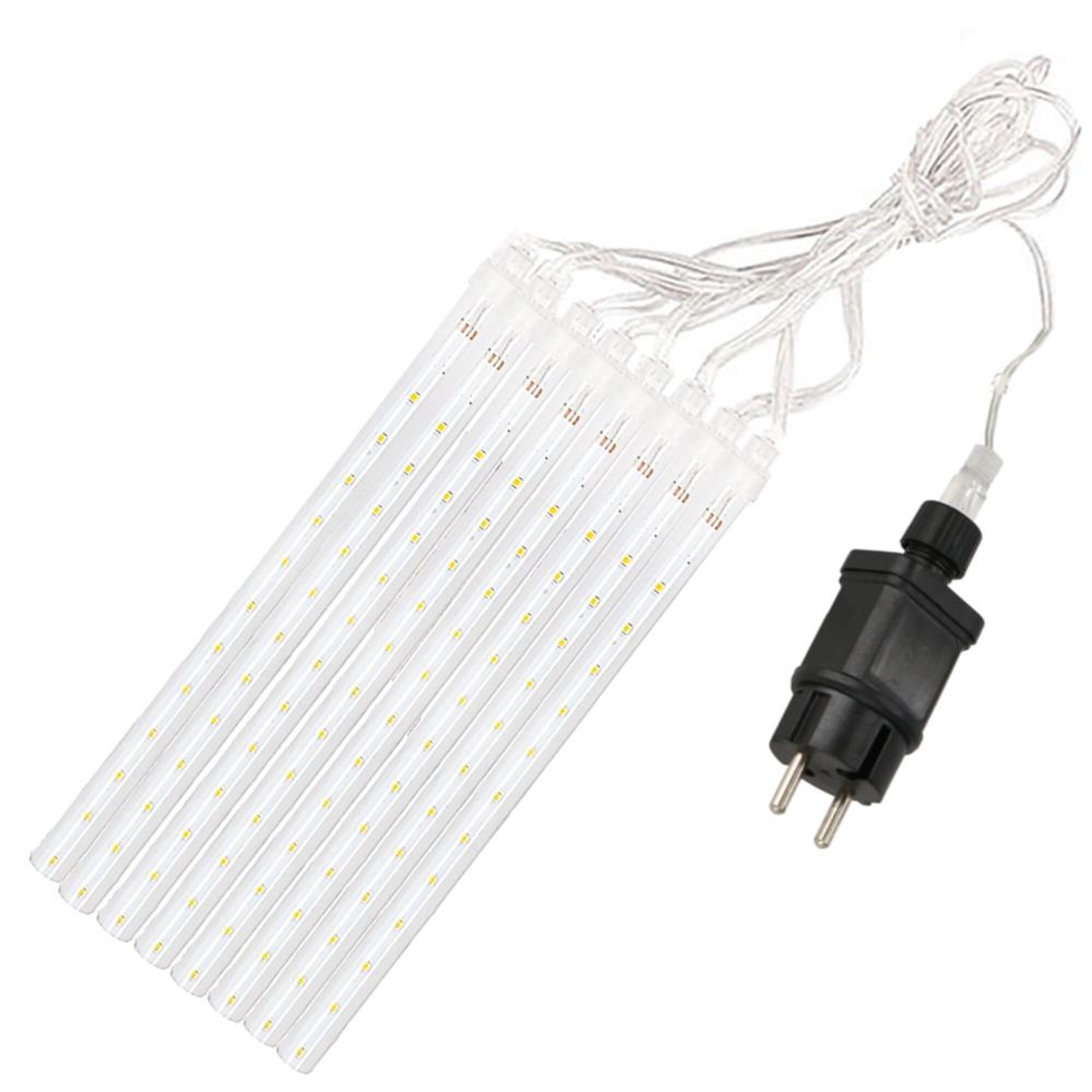 (DL) Instalatie de Craciun, 8 tuburi, 30cm, 144 LED, ploaie de meteoriti, alb