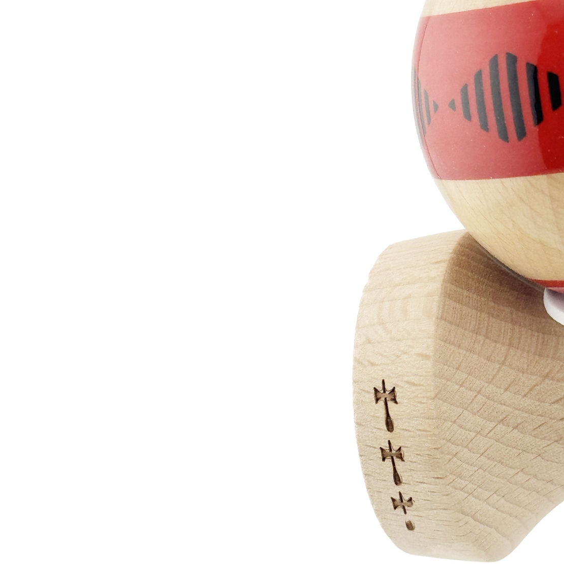 Kendama X Originala FREQUENCY, Profesionala, Flippy, Cupe Mari KING SIZE V3, Super Sticky, Gaura in Baza, Rulment Metalic, din lemn 18 cm, Ata 62/65 cm, Rosu/Maro