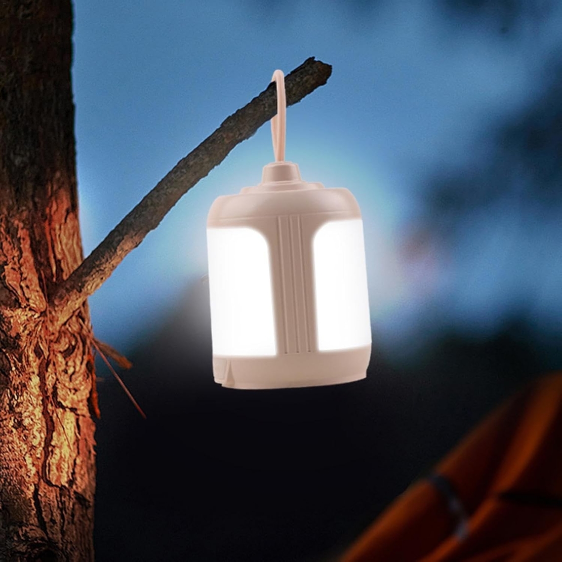 Mini Lampa LED de Camping, Vafy, pentru Aer Liber, Reincarcabila USB Type C, 3 Trepte de Lumina, Portabila, 13.8 x 6.5 cm, 5V, Alb