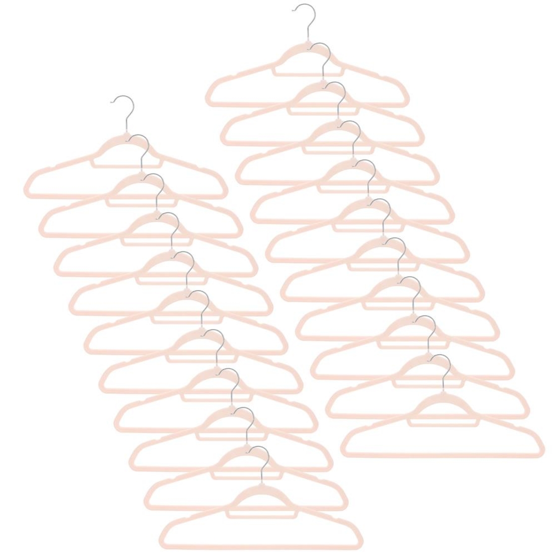 Set de 20 de umerase pentru haine, din velur, cu carlig rotativ, 45x23 cm, roz