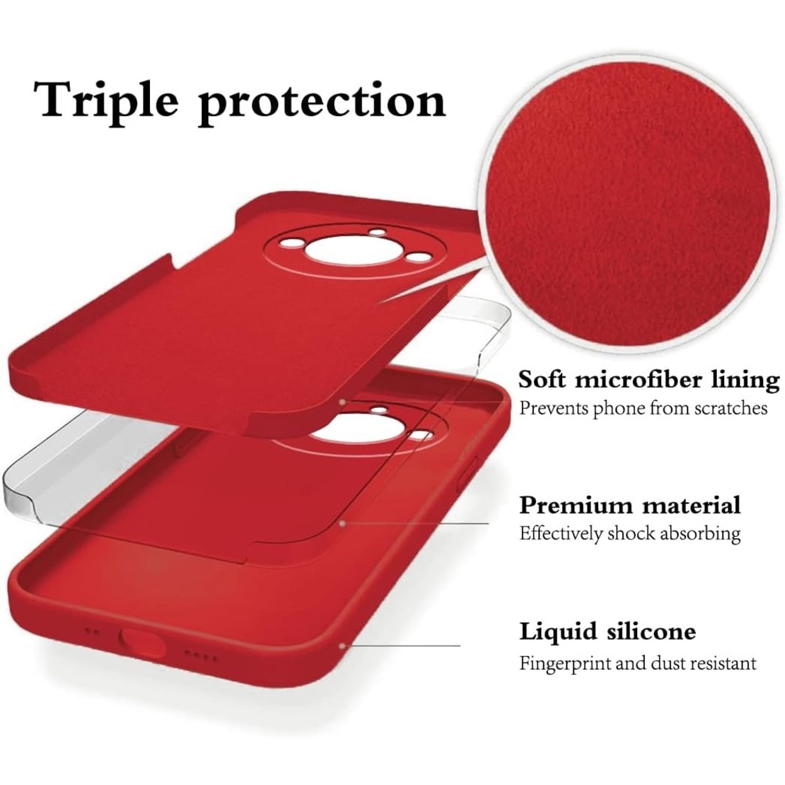 Husa de Protectie, Vafy, pentru Realme 11 Pro Plus, Liquid Silicone, cu Microfibra pe Interior, Protectie Antisoc, Compatibil Incarcare Wireless, Rosu