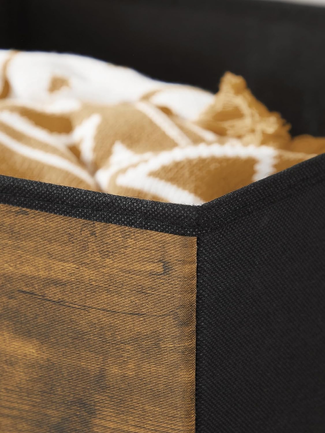 SONGMICS Set 6 cutii de depozitare, pliabile cu maner, material textil si oxford, 30x30x30 cm, maro rustic