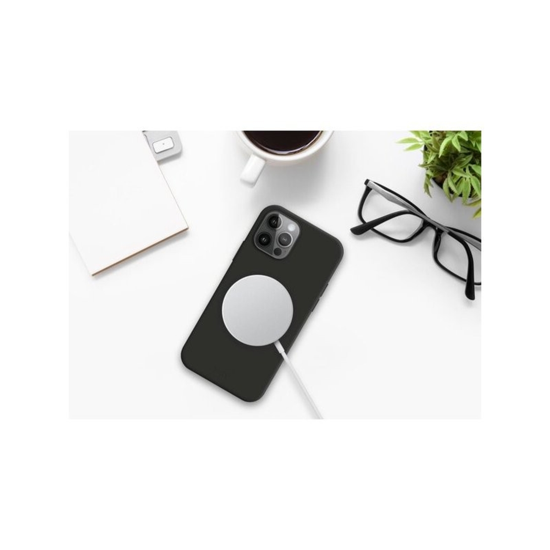Husa protectie Vafy pentru iPhone 13 Pro Mag Safe, 2 in 1 incarcare si magnet, Soft silicone, Negru
