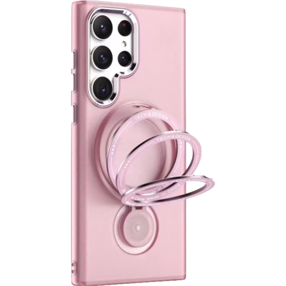 Husa de protectie Vafy, cu incarcare Wireless, Tehnologie Magsafe, TPU, Inel magnetic rotativ cu functie de suport, pentru Samsung Galaxy S23 , Rose Gold