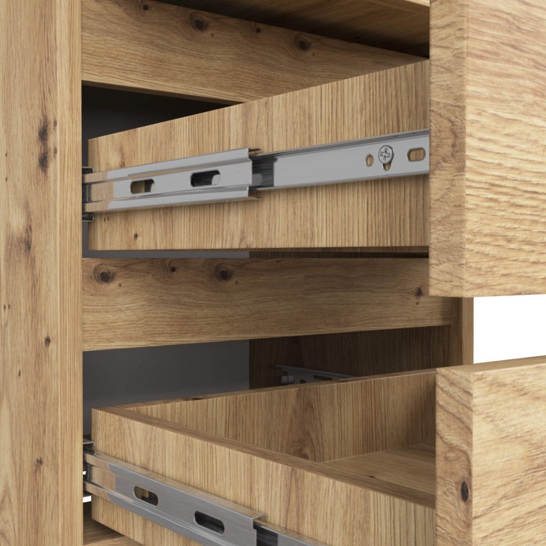Noptiera cu 3 sertare, PAL laminat 16 mm, 40x35x57 cm, stejar artisan
