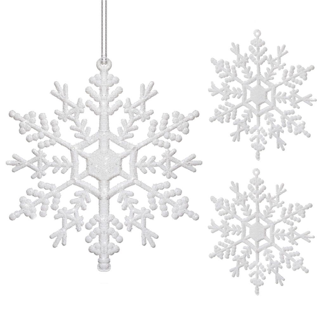 Decoratiune brad fulg de zapada, set 3 bucati, 12cm, alb