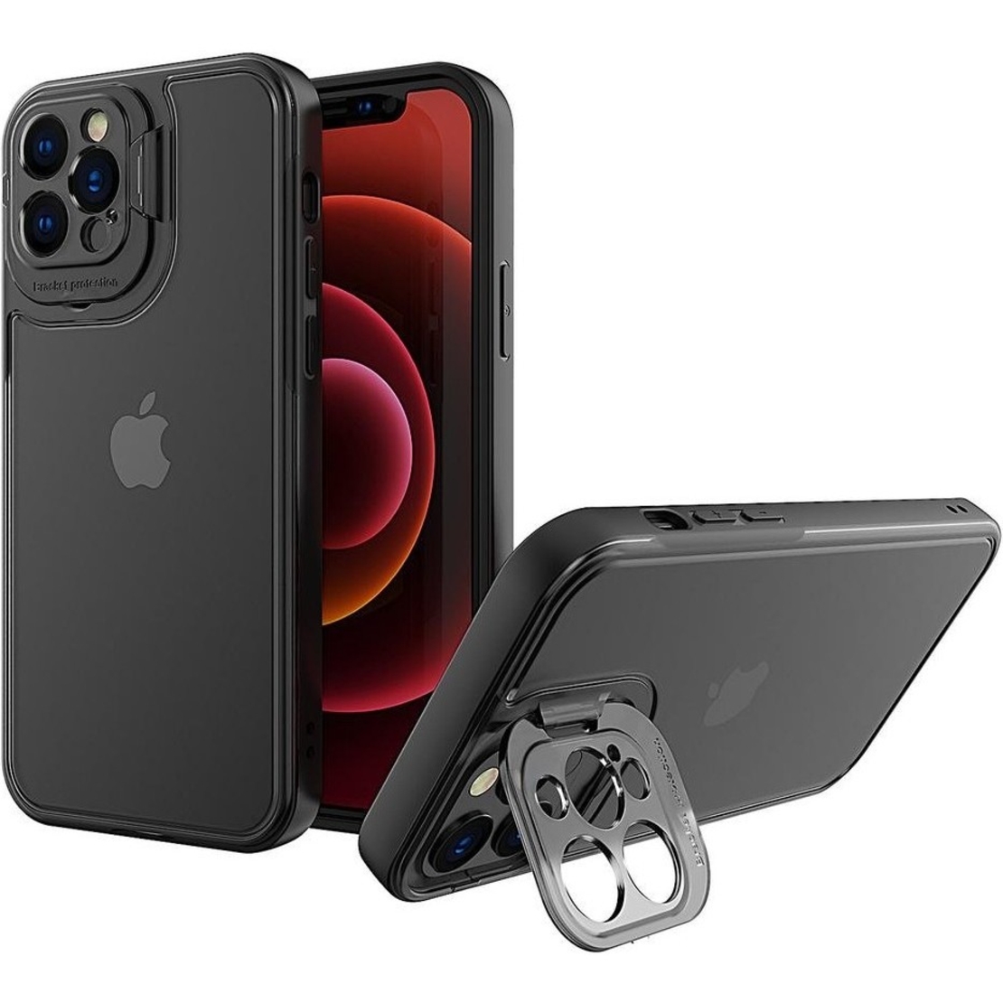 Husa de Protectie, Vafy, Bracket Series, pentru Apple iPhone 14, cu Suport si Protectie Camera, Negru