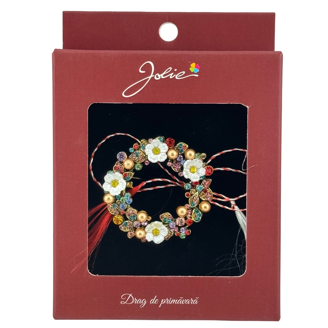 Brosa Vintage, Jolie, Material Metal, Ambalaj Carton, Dimensiune Brosa Aproximativ 4-6 cm, Model Coronita de Flori, Multicolor
