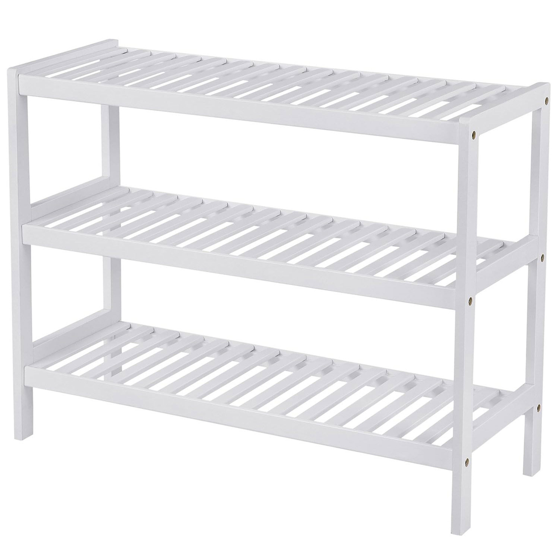 SONGMICS Raft de depozitare din bambus, cu 3 niveluri, 26x70x55cm, alb