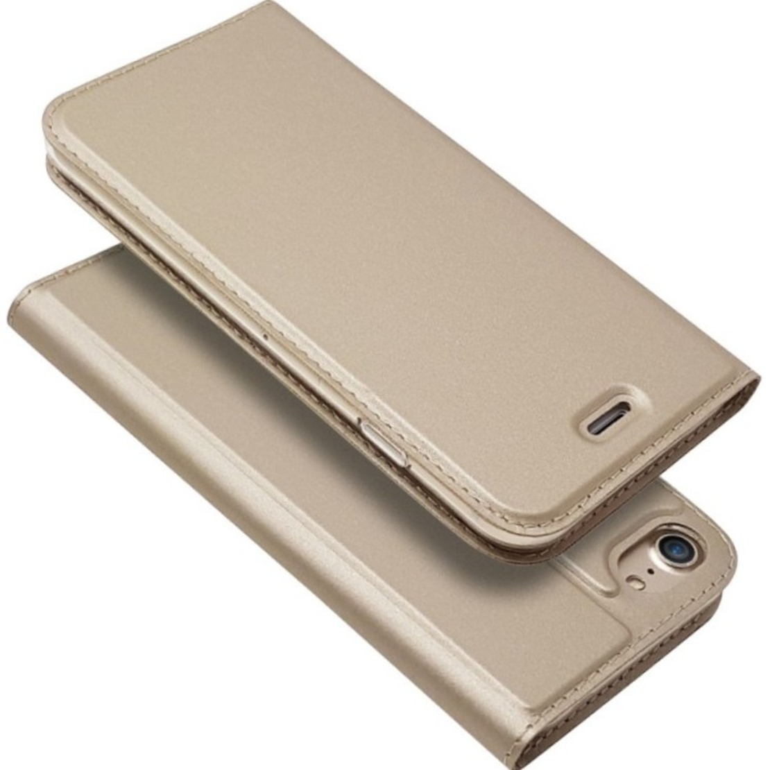 Husa de Protectie Tip Carte, Vafy, pentru Apple iPhone 7/8/SE 2020, Capac Oglinda, din Piele Ecologica si PC, Auriu