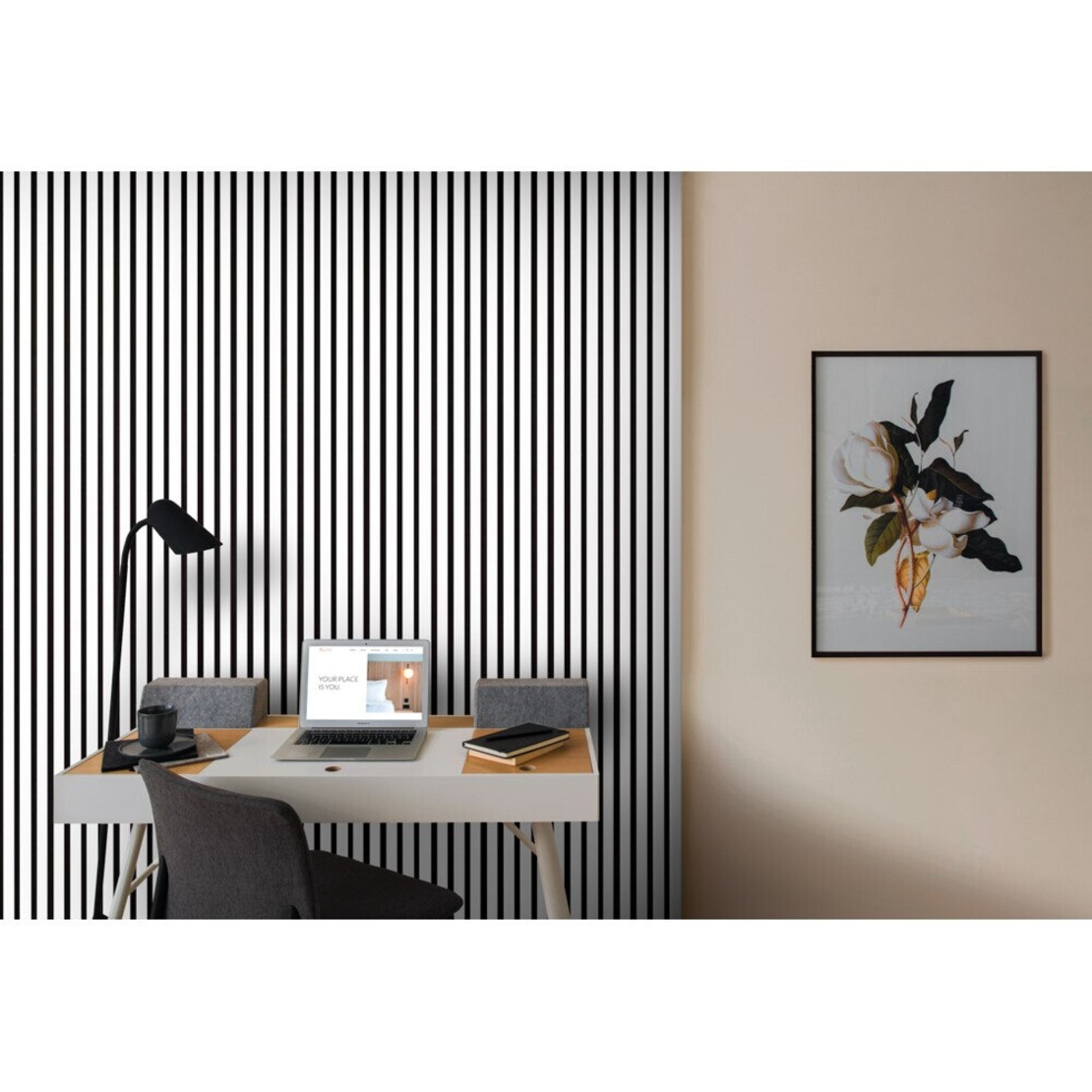 Riflaj MDF decorativ LDA PREMIUM de tip Panou Acustic, Alb Mat, 260x40 cm