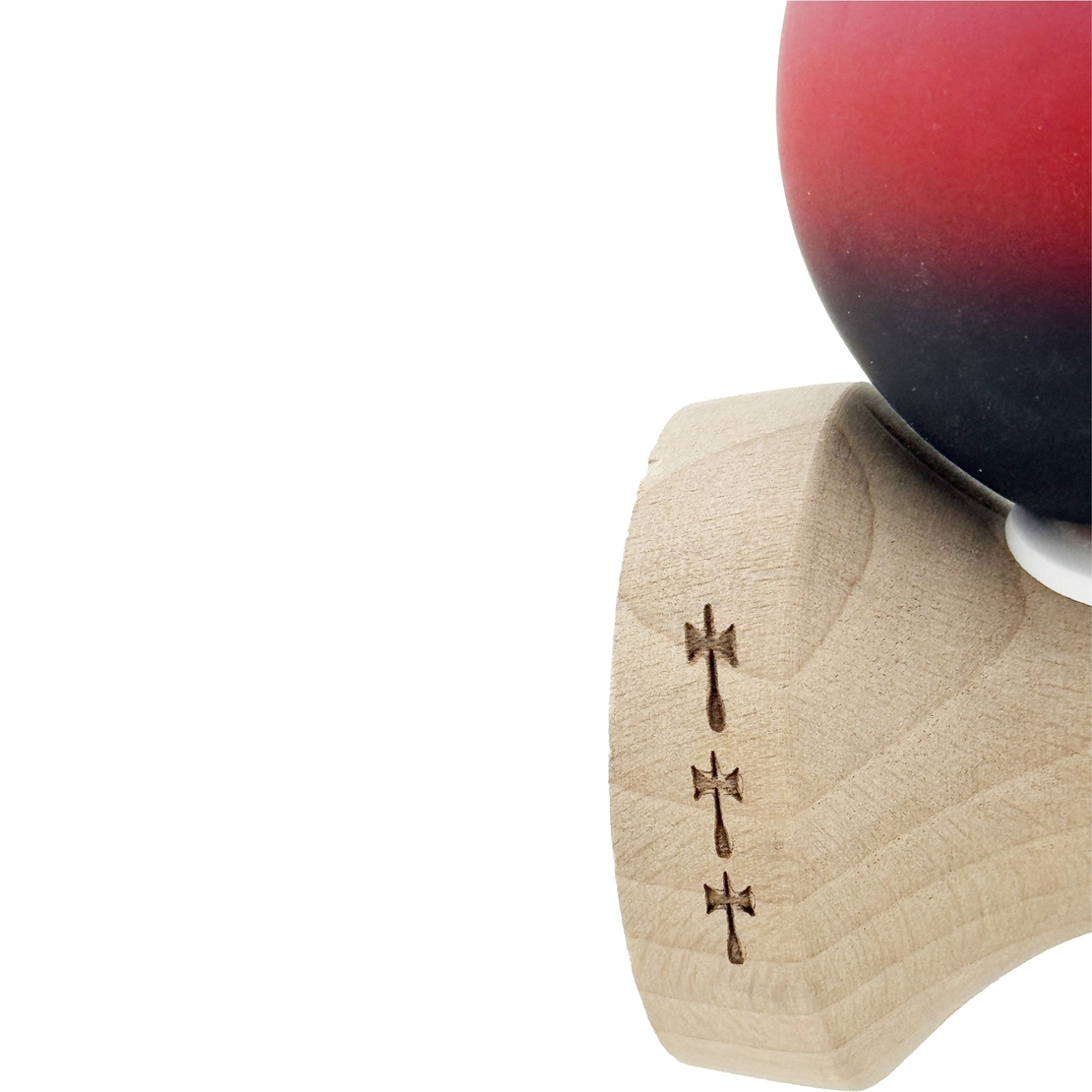 Kendama X Originala, Profesionala, Flippy, Cupe Mari KING SIZE V3, Rubber Grip, Gaura in Baza, Rulment Metalic, din lemn 18 cm, Ata 62/65 cm, Gradient Mov/Rosu/Negru