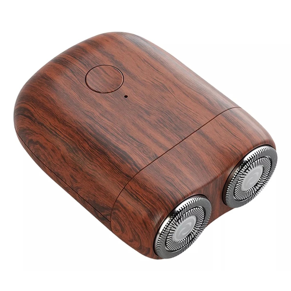 Mini Aparat de Ras Electric, Vafy, din ABS cu Fibra de Carbon, Portabil, Cap Rotativ Detasabil cu 2 Lame de Otel, Rezistent la Apa, Incarcare Type-C, Autonomie 45 min, Maro