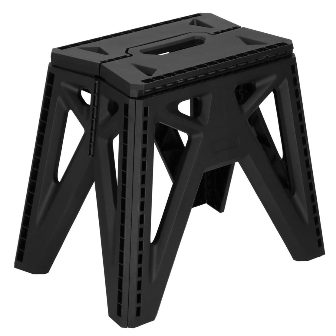 Scaun inaltator multifunctional tip scara, 150 kg, compact, cu maner, 38x25x34 cm, negru