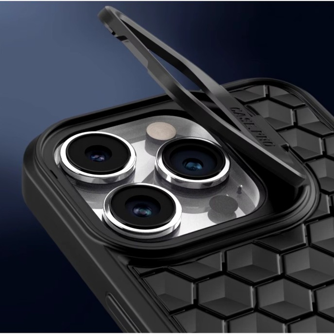 Husa de Protectie TPU, Vafy, pentru Apple iPhone 15, 3D Cube, cu Inel, Protectie Camera, Antisoc, Antizgariere, Antialunecare, Acoperire Completa, Negru