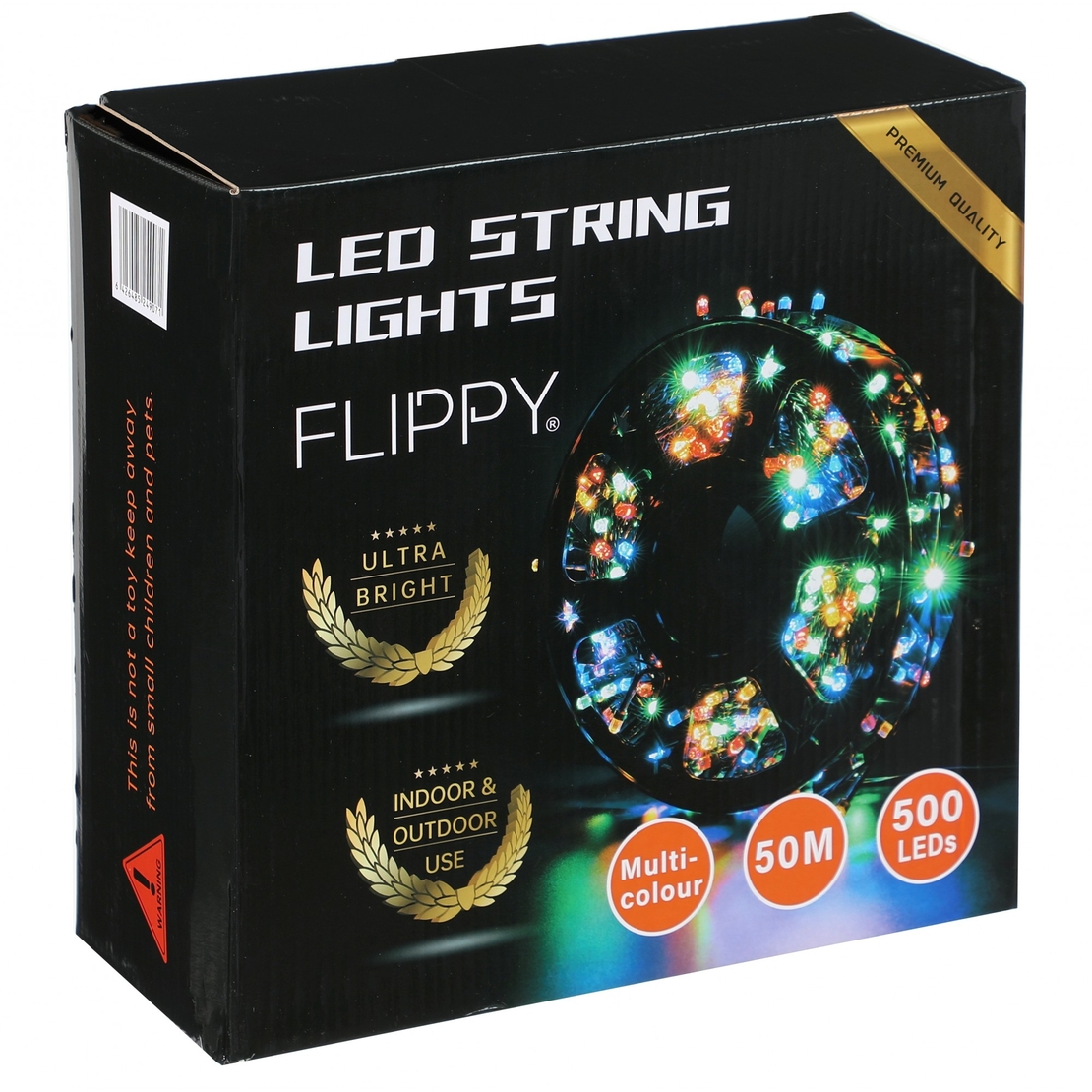 Instalatie Craciun liniara, fir negru, cu transformator, 50m, multicolor, 500 LED-uri, 8 jocuri de lumini, Vafy