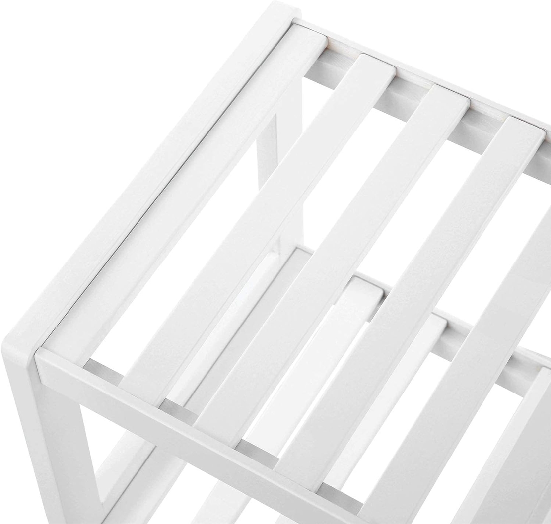 Raft de depozitare din bambus, cu 2 niveluri, 26x70x33cm, alb