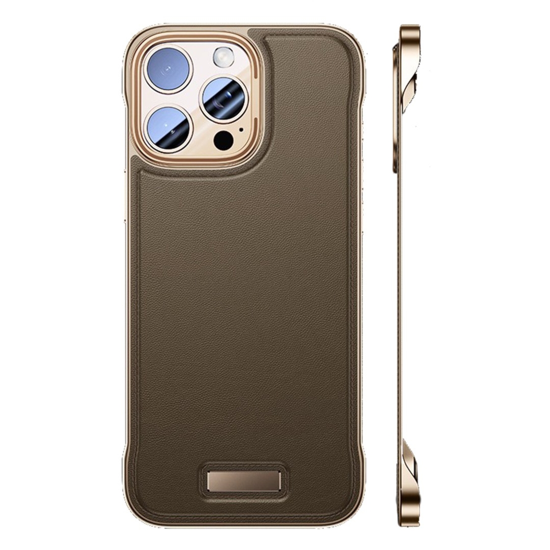 Husa pentru iPhone 16, husa de protectie pentru telefon, Vafy, Design Modern fara margini, Subtire, din Piele PU, Desert Gold