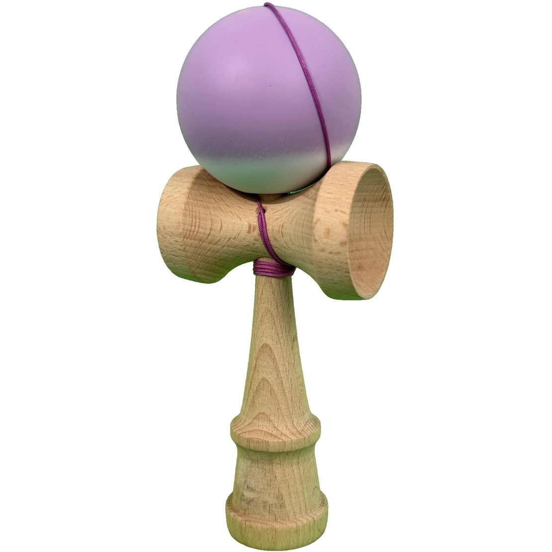 Kendama X Originala, Profesionala, Flippy, din Lemn cu Bila Cauciucata, 18 x 6 x 7 cm, Gradient Mov/Alb