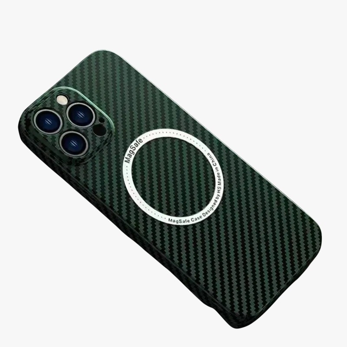 Husa de protectie pentru iPhone 14, Vafy, Magnetica, MagSafe, Carbon Fiber Protectie Antisoc, Verde