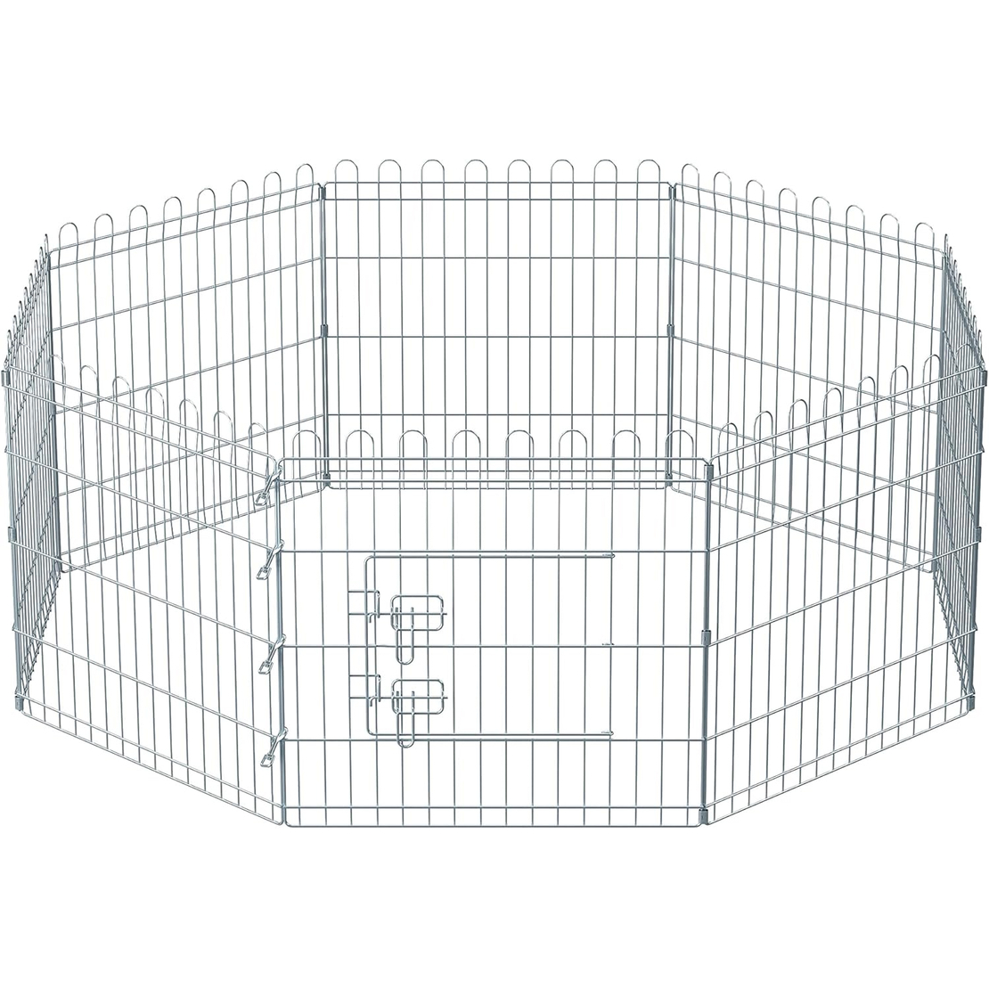 FEANDREA Tarc pliabil din otel pentru animale 8 panouri, modular patrat sau octogon, 159x159x61 cm, argintiu