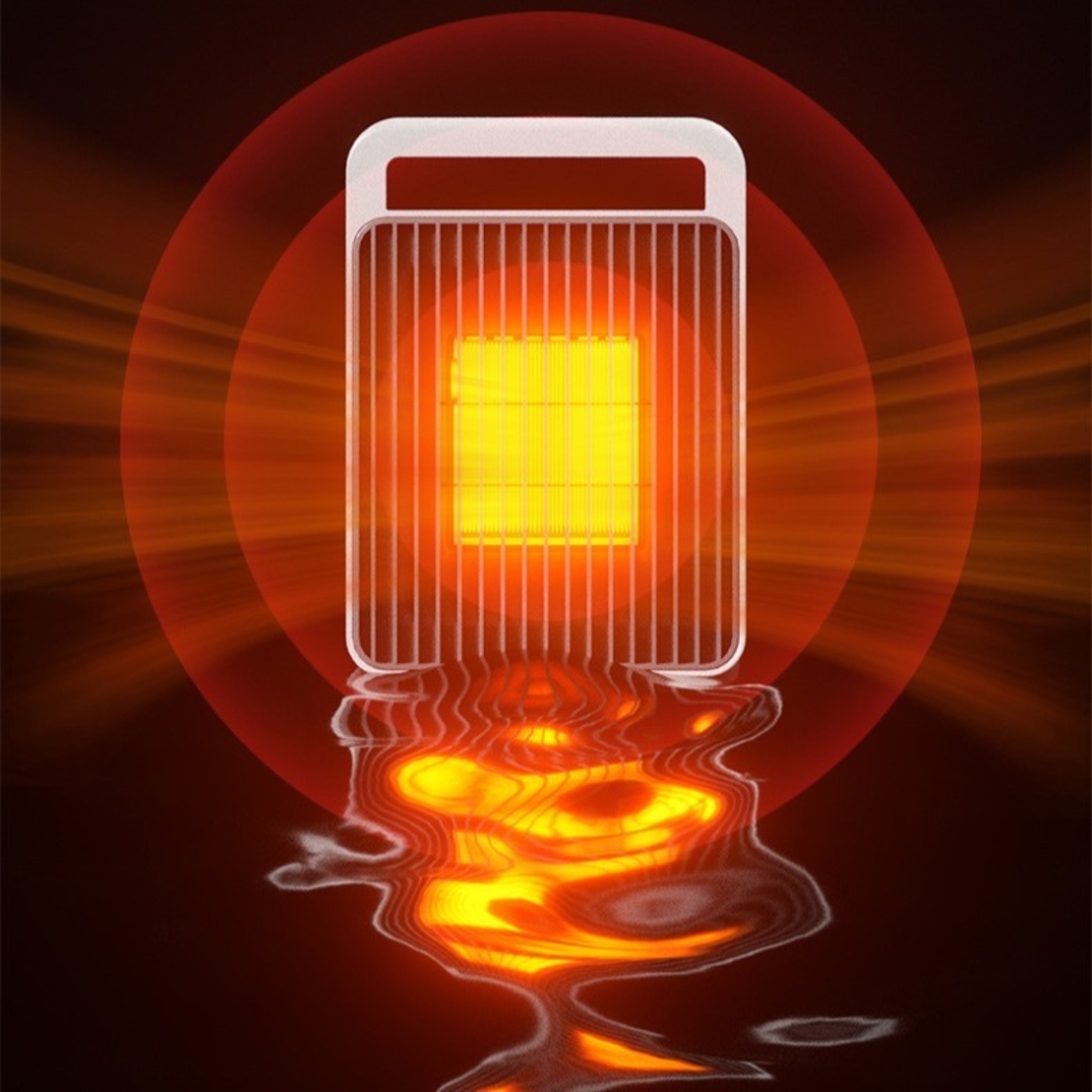 Mini Aeroterma, Vafy, Mini Radiator Electric, Putere 900 W, Buton cu 2 Trepte de Temperatura, Inchidere Automata, cu Maner de Prindere, 15x10.3x21 cm, Alb/ Negru