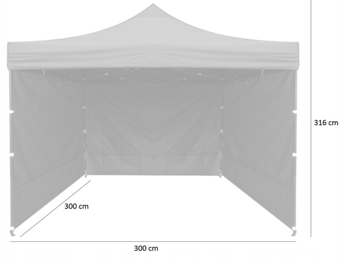 Cort tip pavilion cu 3 pereti laterali, structura solida otel si acoperis impermeabil PVC, 3x3 m cu inaltime reglabila, albastru
