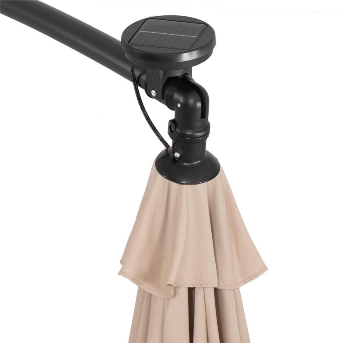 Umbrela de gradina cu brat lateral banana, iluminare LED, cu husa, 300cm, crem