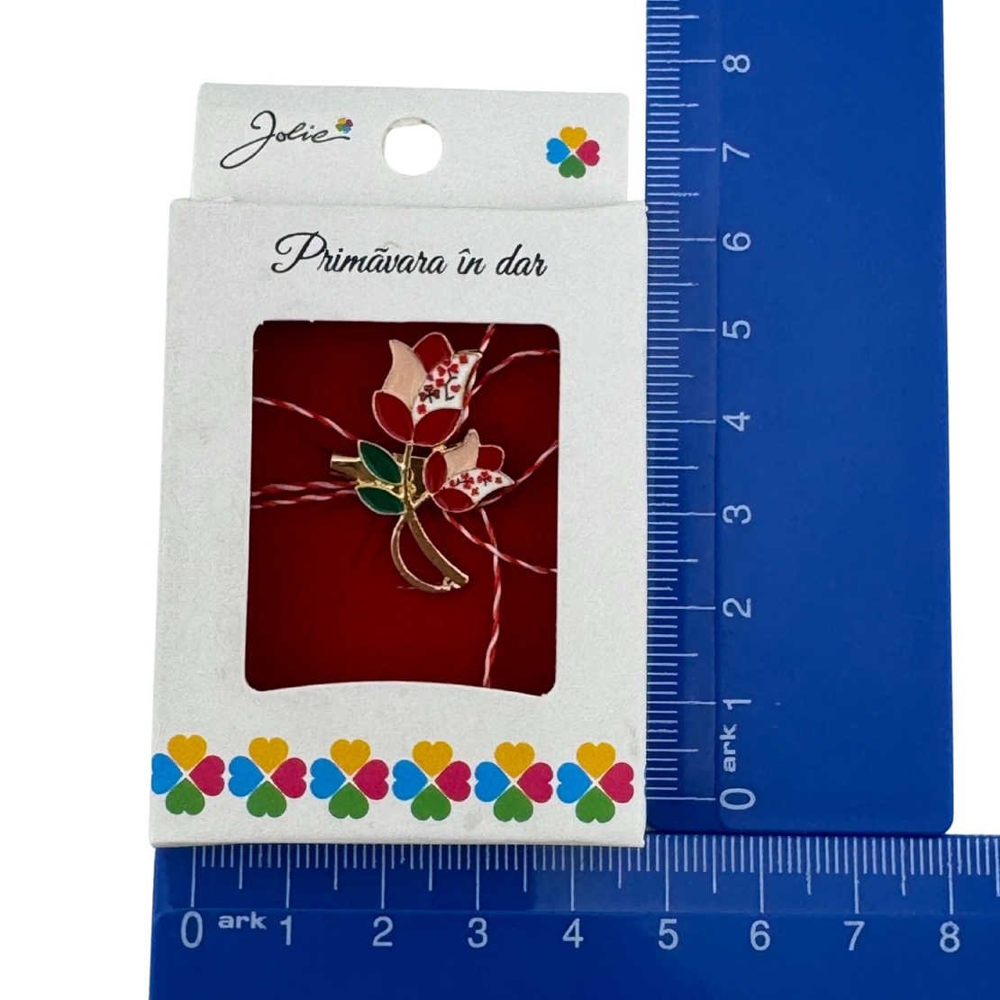 Martisor Brosa Mica in Cutie, Jolie, Dimensiune Brosa 2.5-3cm, Material Metal, Model Lalele Traditionale