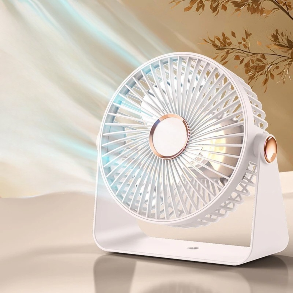 Ventilator 2in1, Vafy, de Masa/de Perete, Incarcare USB, 3.7 V, 4.5 W, 1200 mAh, 17.5 x 17 x 7.6 cm, Alb