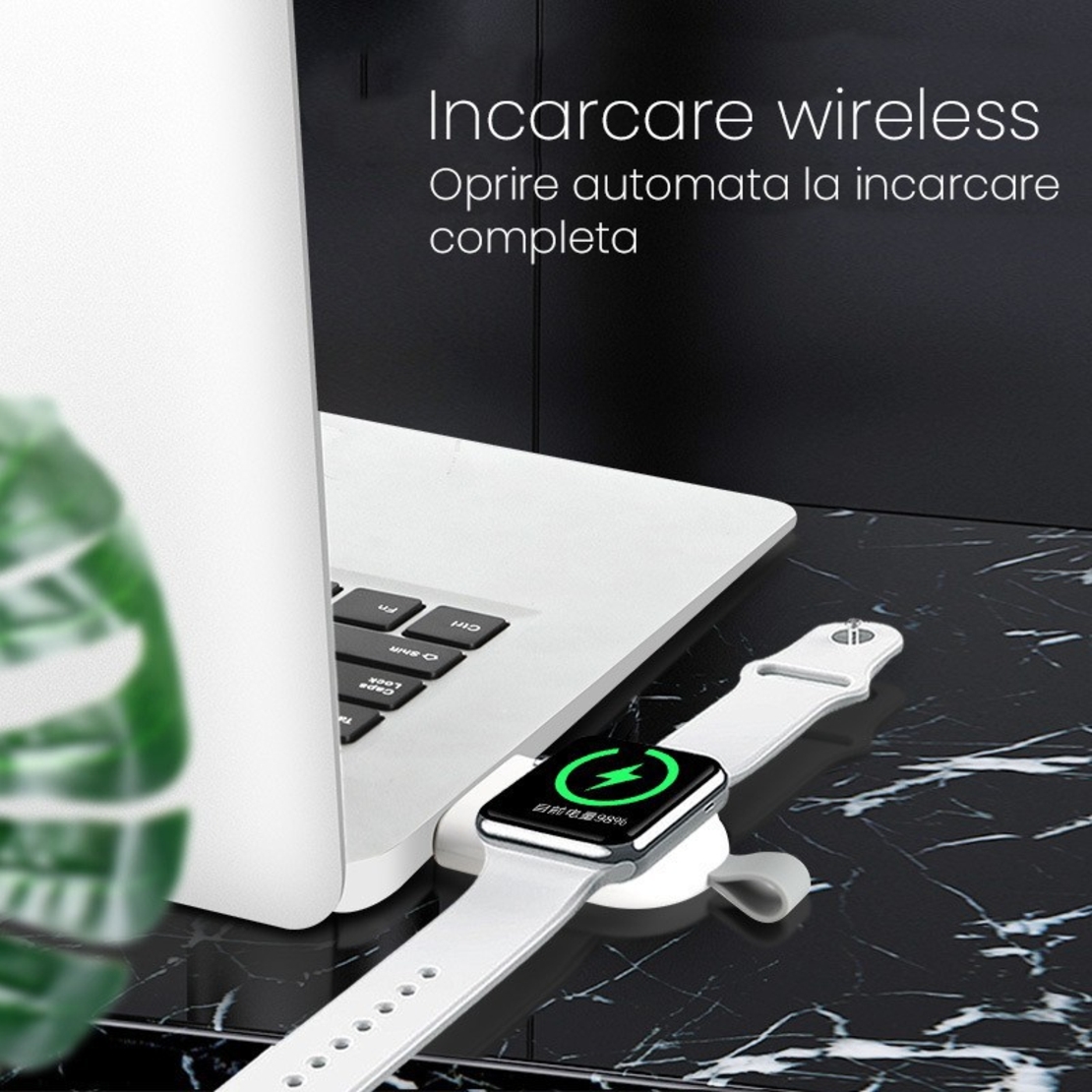 Incarcator Wireless pentru Smart Watch, Vafy, Compatibil cu Apple iWatch 1/9, Magnetic, Interfata Port USB-A, Fara Cablu direct in Statie sau Calculator, Negru