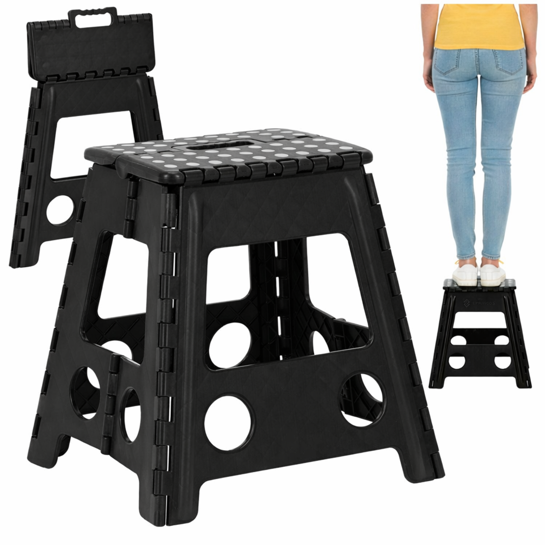 Scaun inaltator multifunctional tip scara, antiderapant, 39 cm, maxim 150 kg, negru