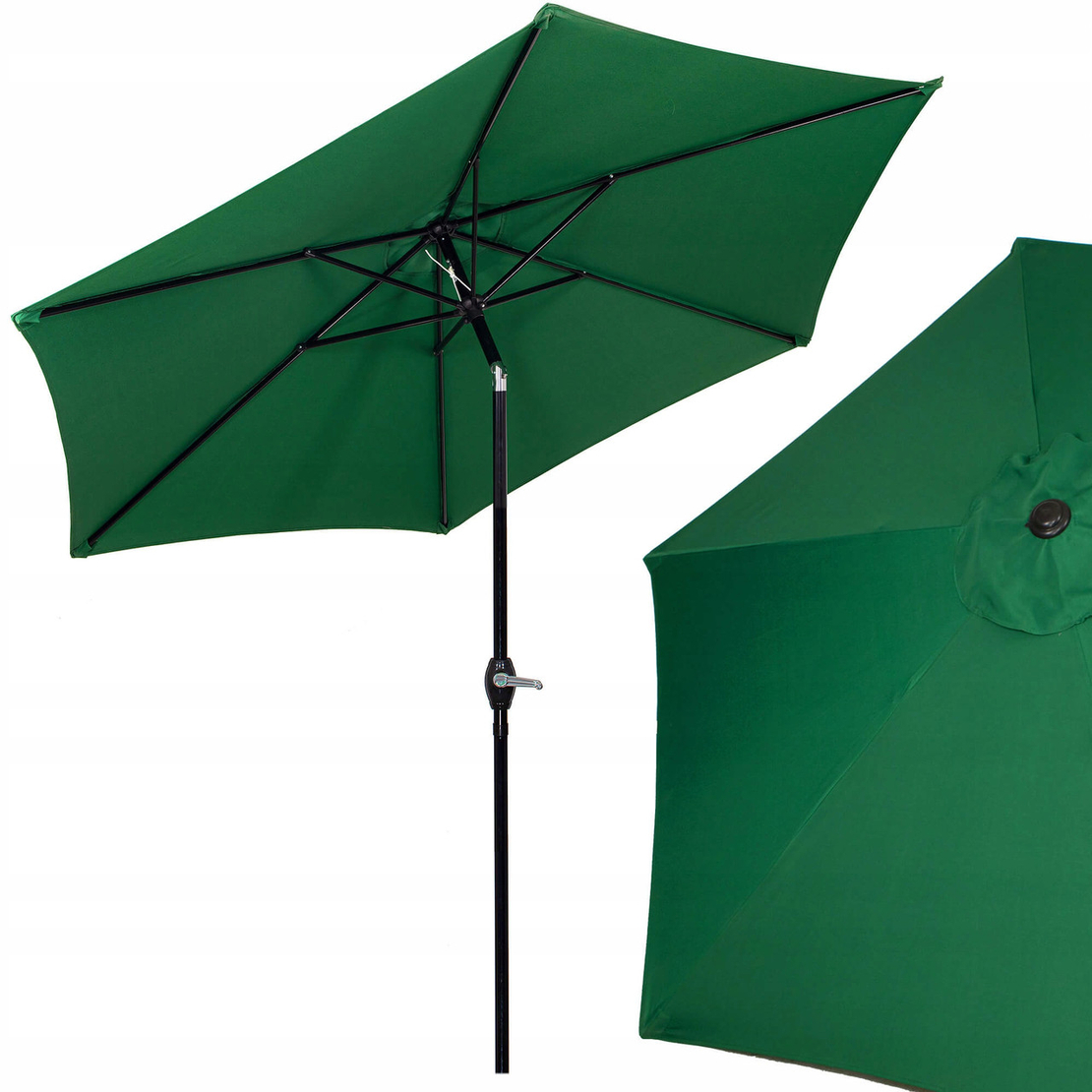 Umbrela terasa gradina, cu manivela si inclinare, diametru 250cm, Verde