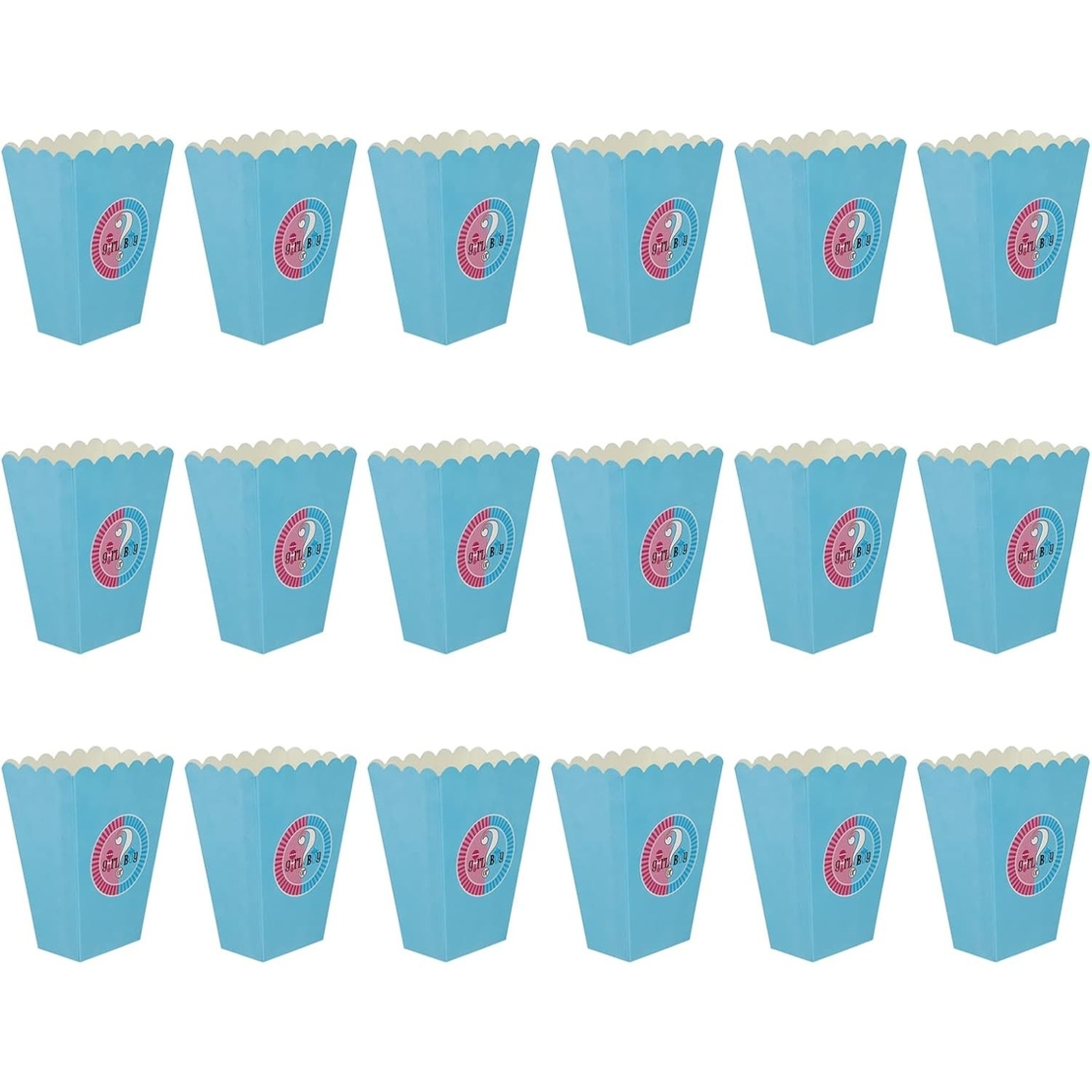 Set 6 Cutii Popcorn Gender Reveal, Vafy, Girl or Boy, din Carton, 13 x 9 cm, Roz/Albastru