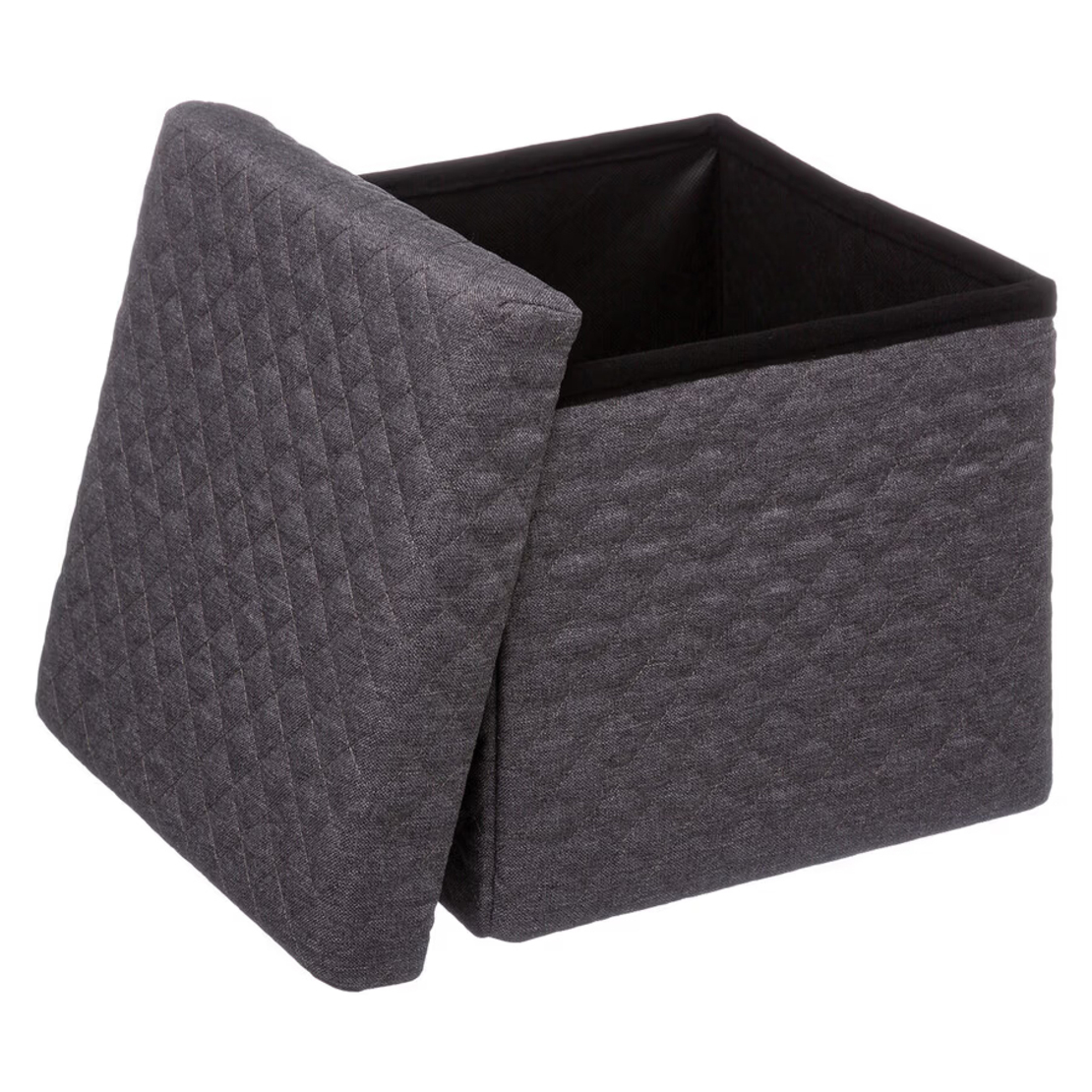 Taburet pliabil 5Five patrat cu spatiu de depozitare, MDF, 31x31x31 cm, gri inchis