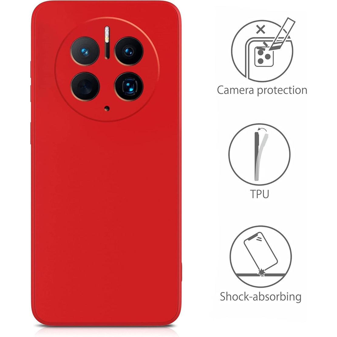 Husa de Protectie, Vafy, pentru Huawei Mate 50 Pro, Liquid Silicone, cu Microfibra pe Interior, Protectie Antisoc, Compatibil Incarcare Wireless, Rosu