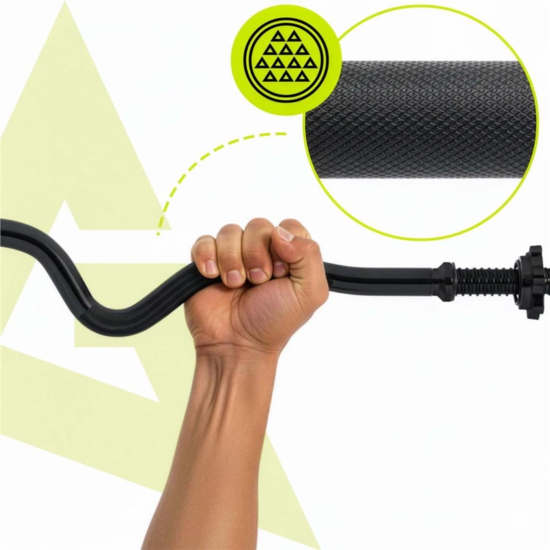 Bara haltera curbata Z pentru greutati 120 cm, diametru 25 mm, otel, incarcare maxima 140 kg, negru