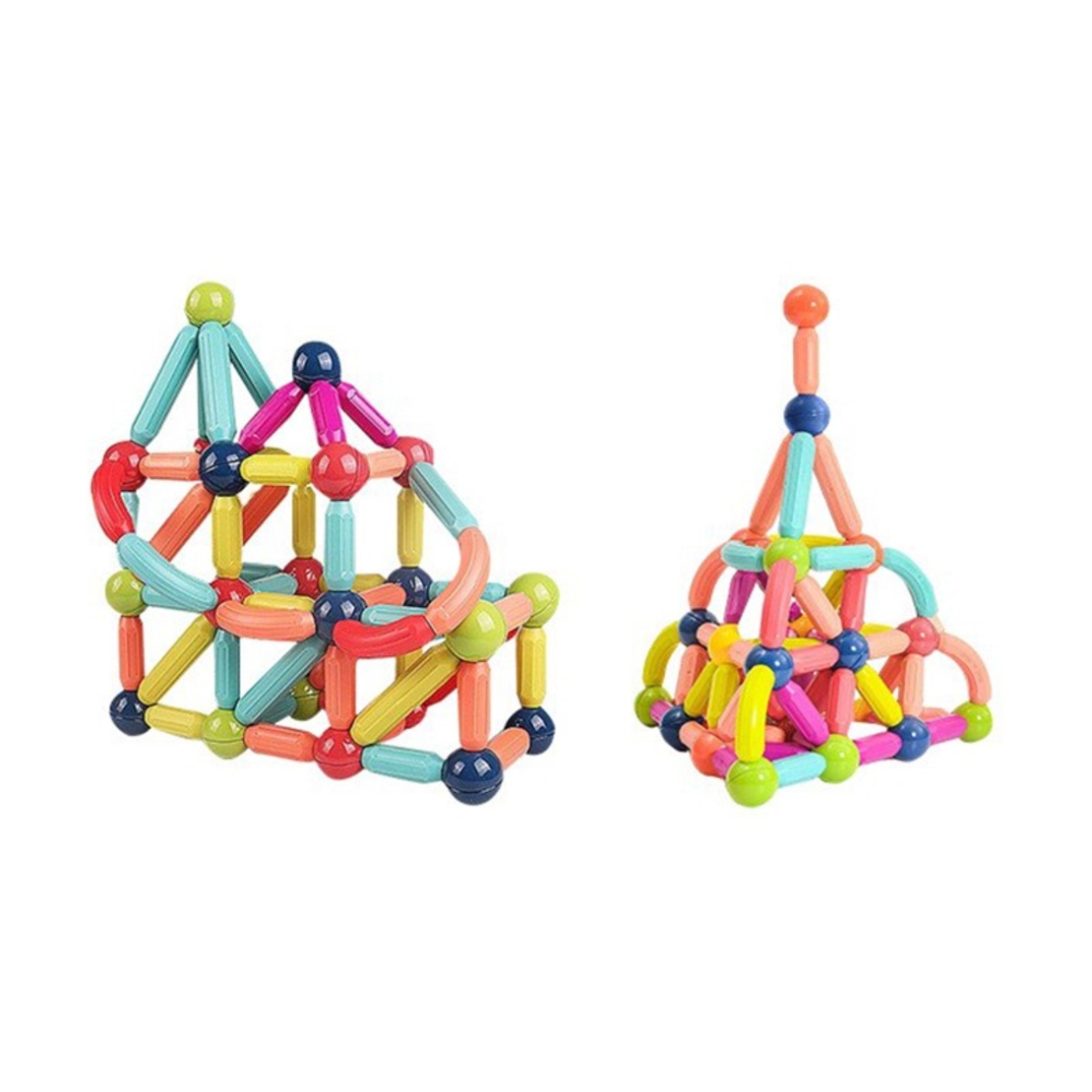 Piese Magnetice pentru Copii, Flippy, Set din 198 de Piese de diferite Culori, Constructor Magnetic cu Posibilitatea de a Construii forme Nelimitate, Multicolor