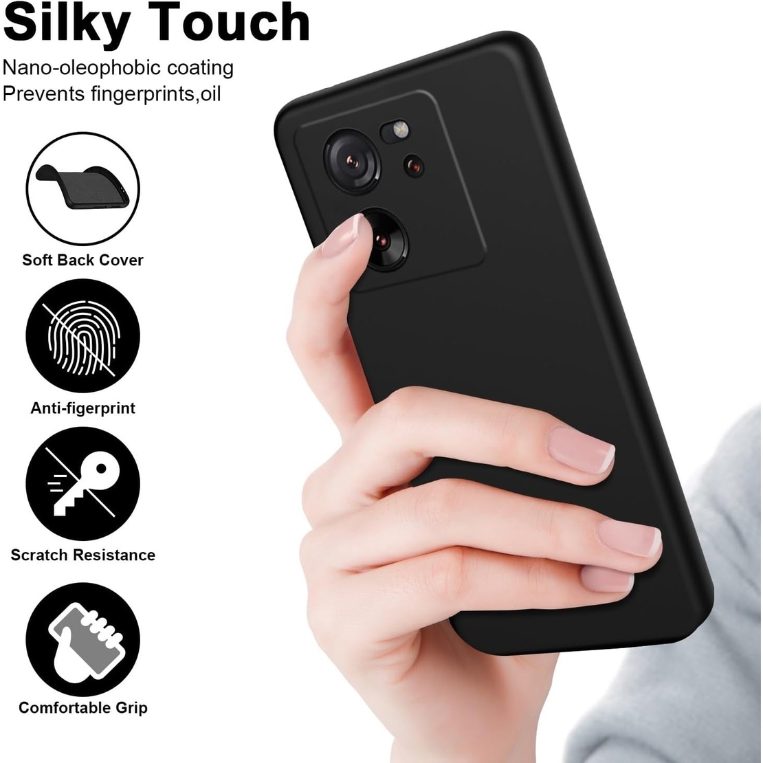 Husa de Protectie, Vafy, pentru Xiaomi Redmi 13T, Liquid Silicone, cu Microfibra pe Interior, Protectie Antisoc, Compatibil Incarcare Wireless, Negru